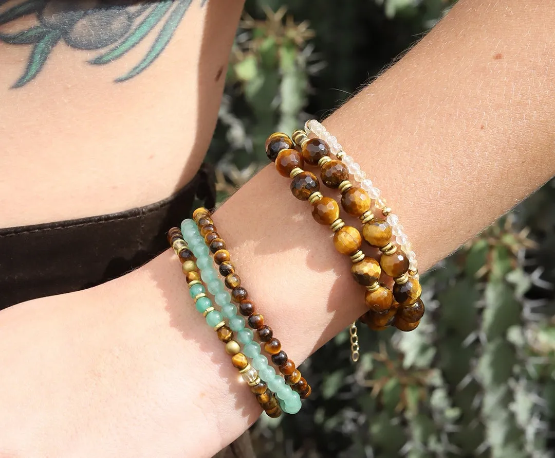 108 Bead Mala in Tiger Eye, Moss Agate Necklace - Abundance and Prosperity (convertible to Bracelet)