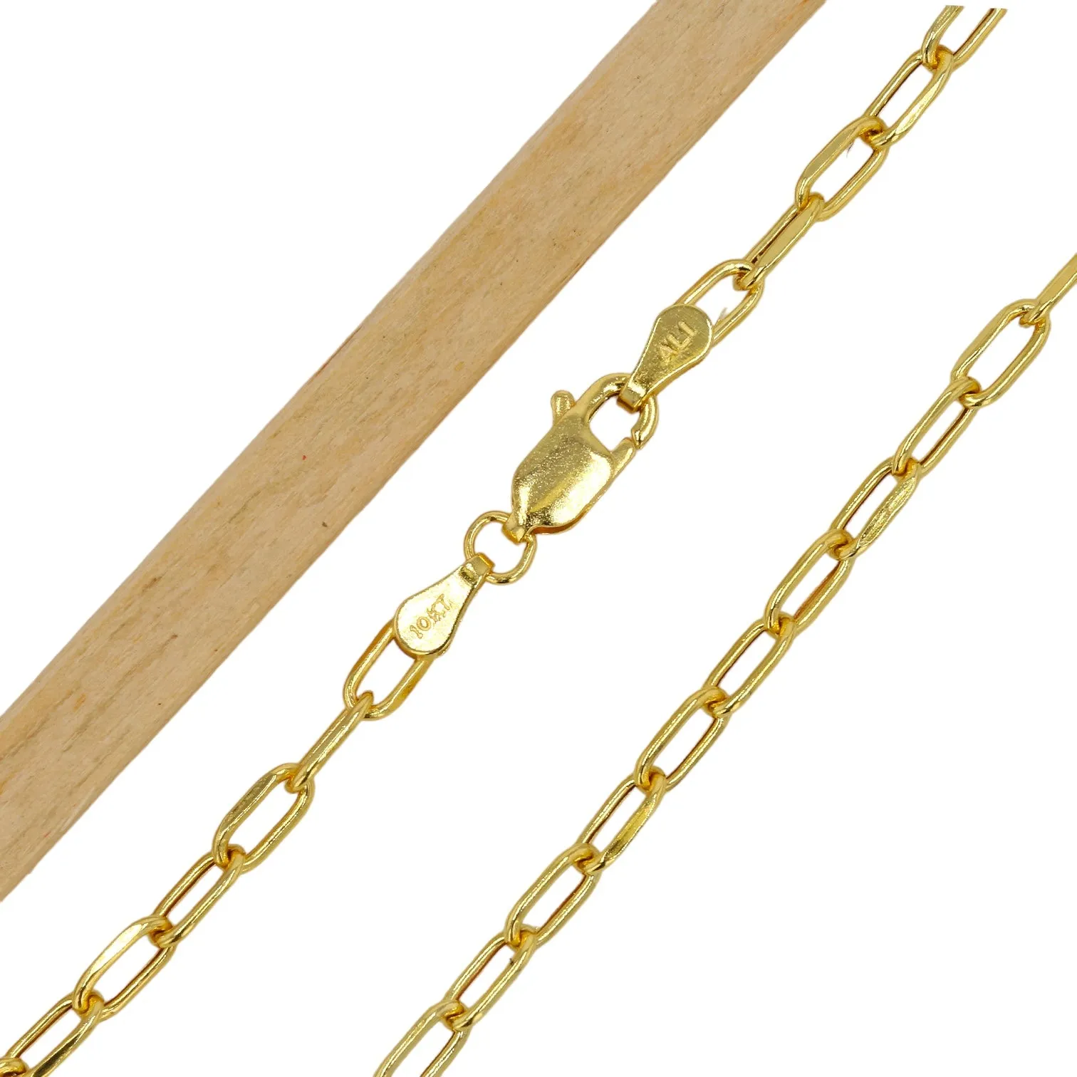 10K Yellow Gold Paper Clip Anklet Bracelet-226749