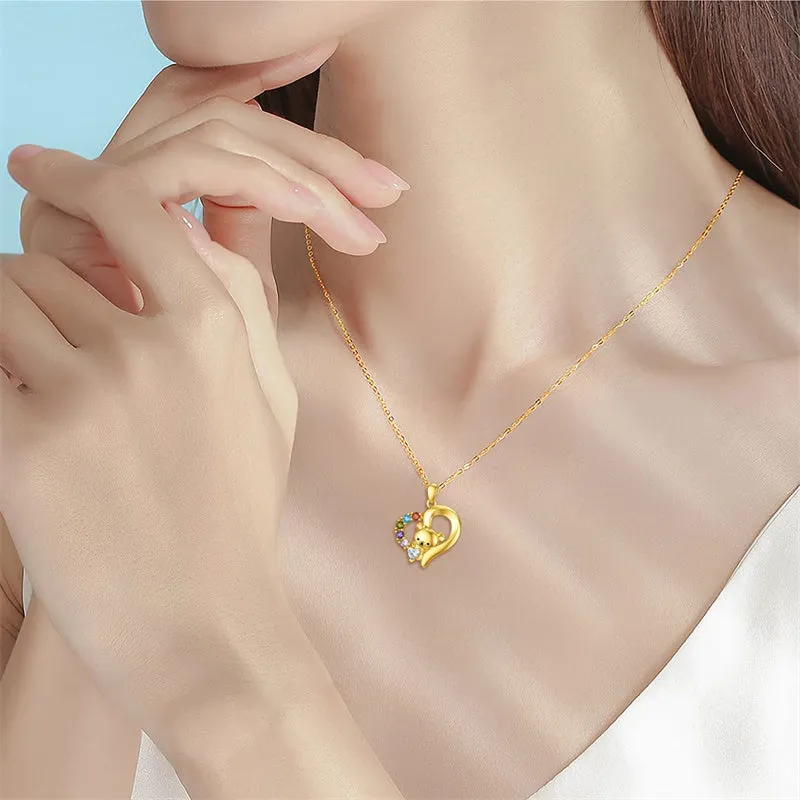 14K Real Gold Bear Necklace for Women Yellow Gold Cute Animal Necklace Jewelry Gift for Birthday Christmas Gold Chain 16-18