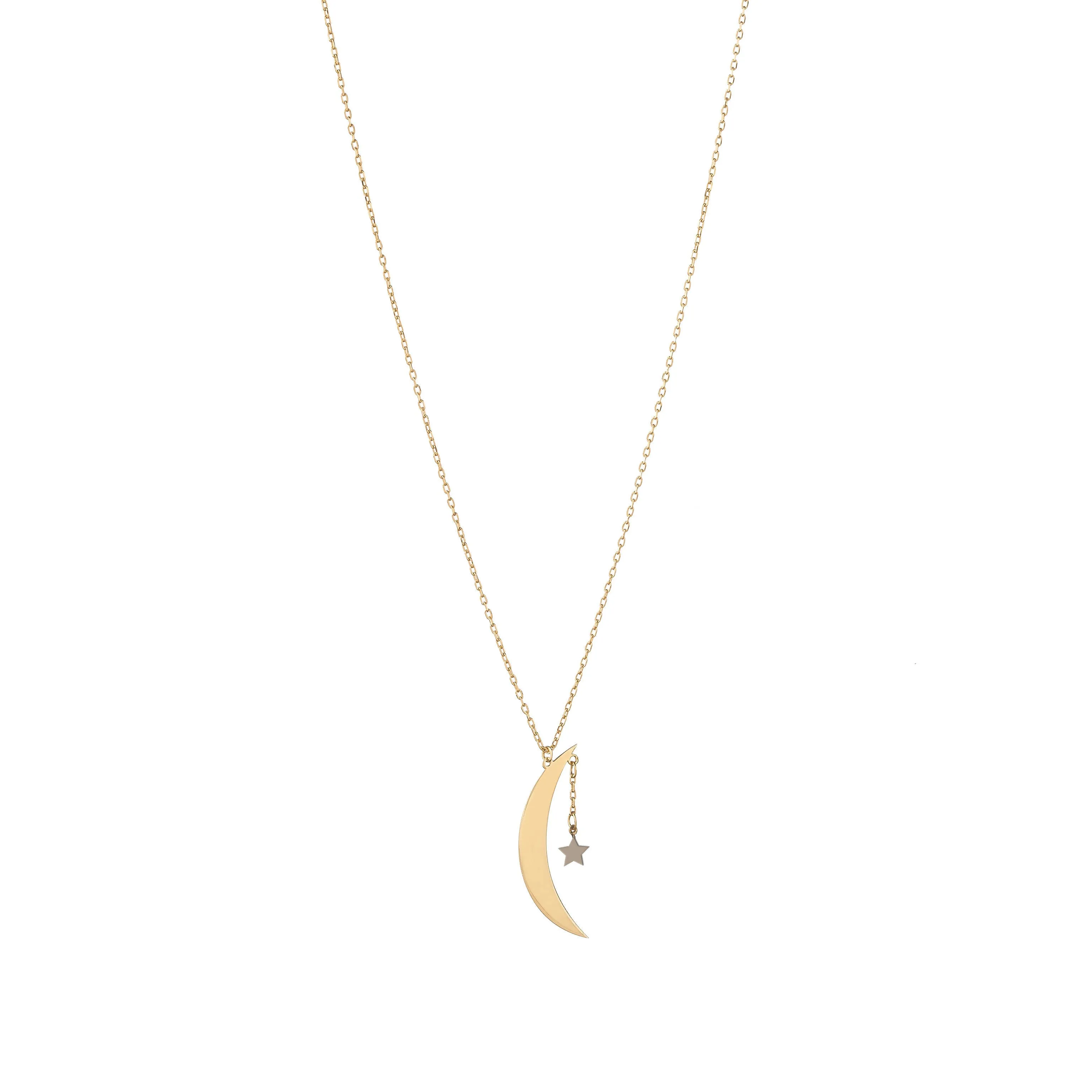 18K Gold Crescent Moon Star Necklace - Garo Boyadjian