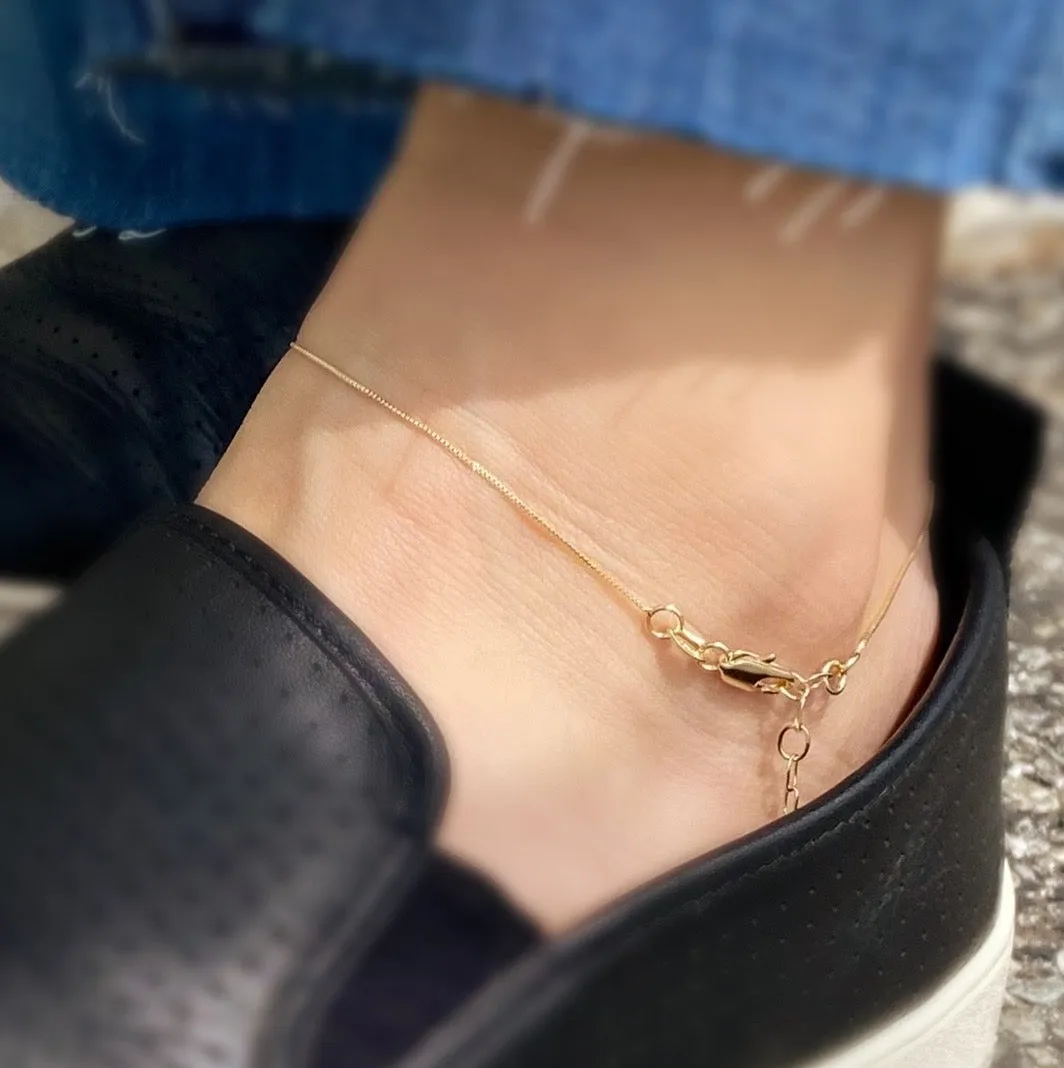 18k Gold Filled 0.5mm Box Chain Anklet