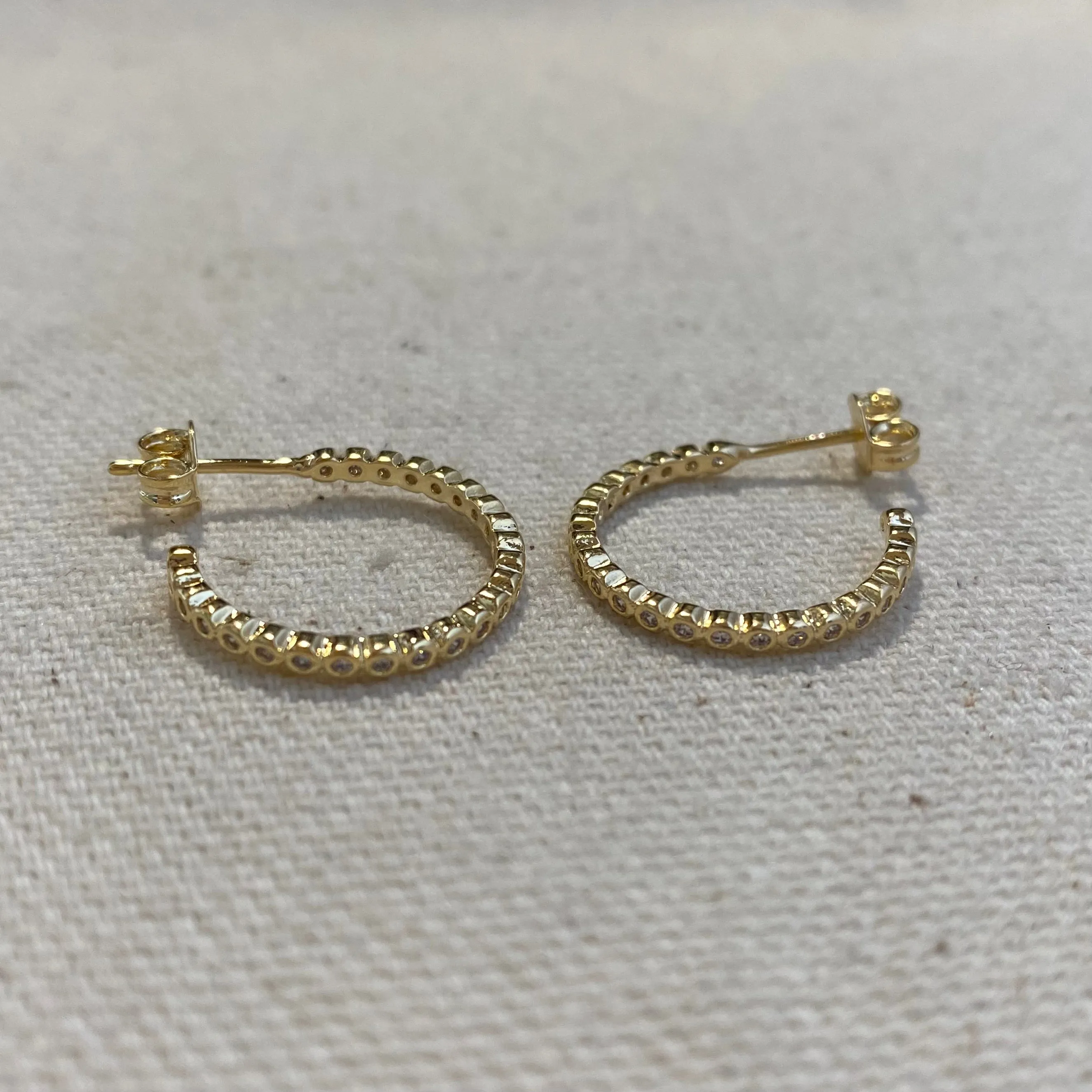 18k Gold Filled 18mm Bezel Cubic Zirconia C-Hoop