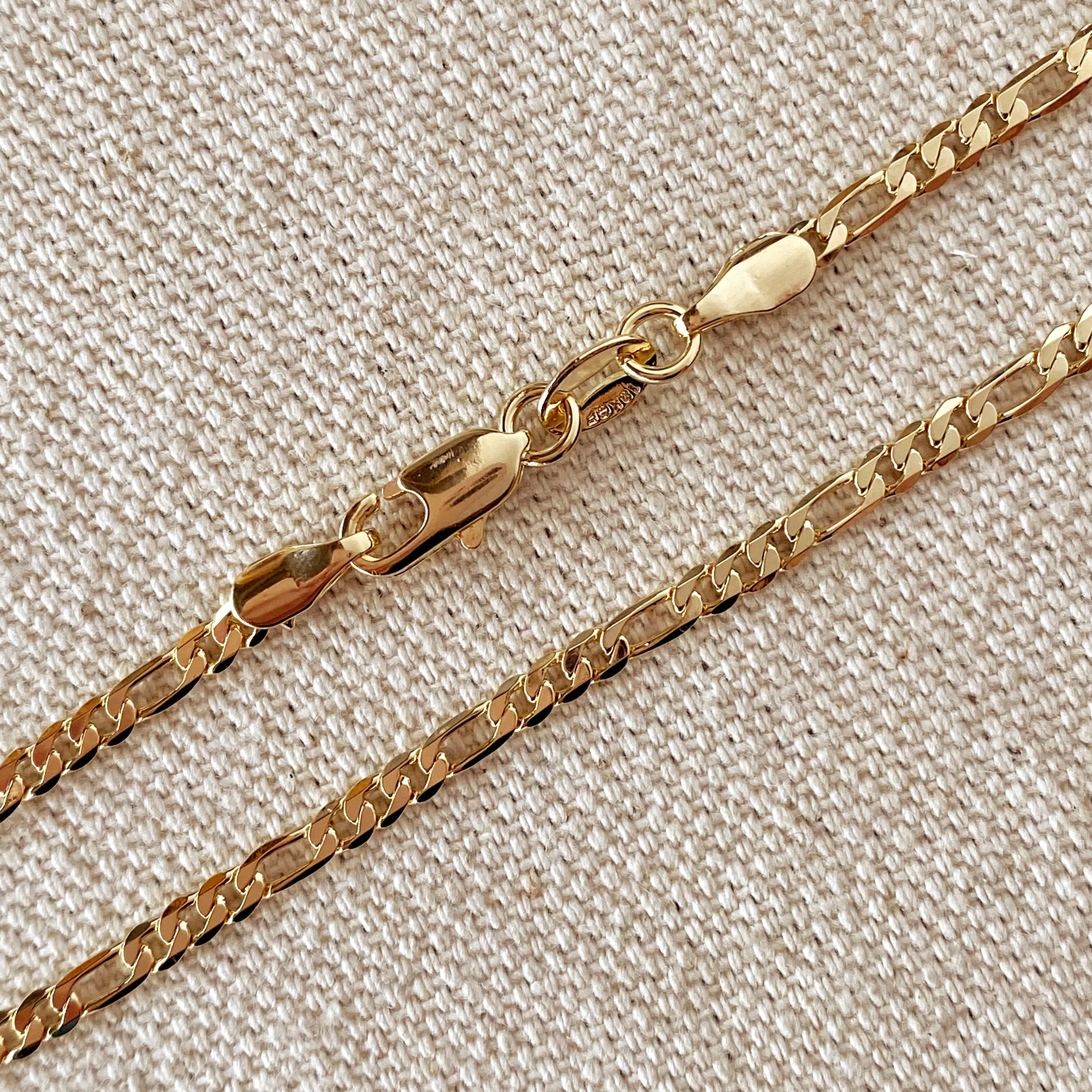 18k Gold Filled 2.5mm Flat Figaro Chain Anklet