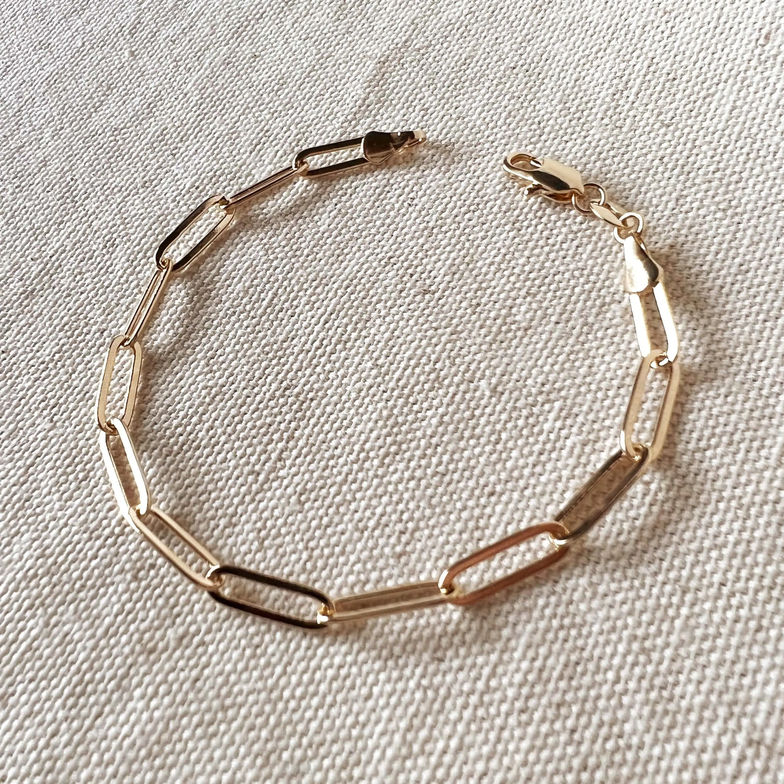 18k Gold Filled Classic Paperclip Bracelet