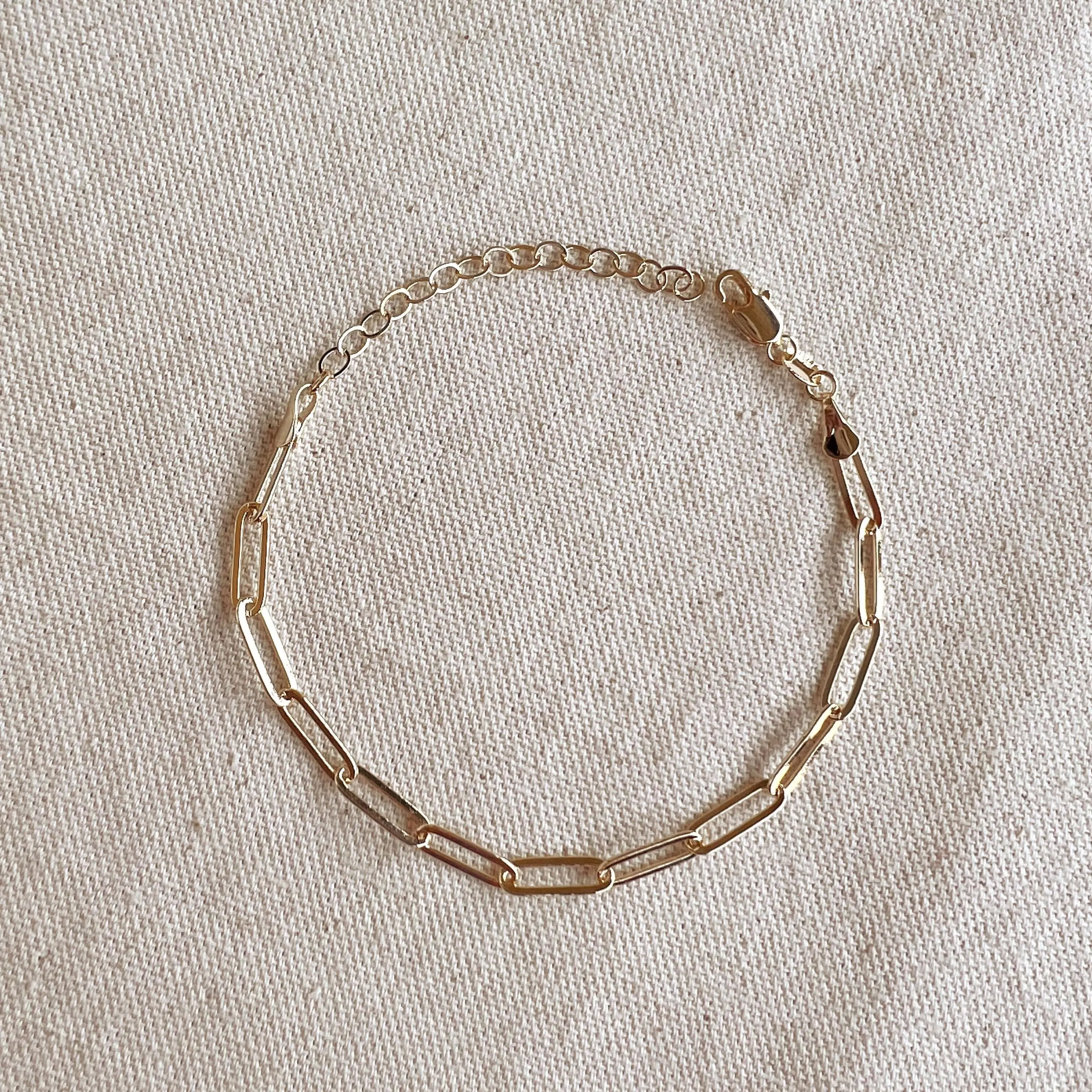 18k Gold Filled Classic Paperclip Bracelet