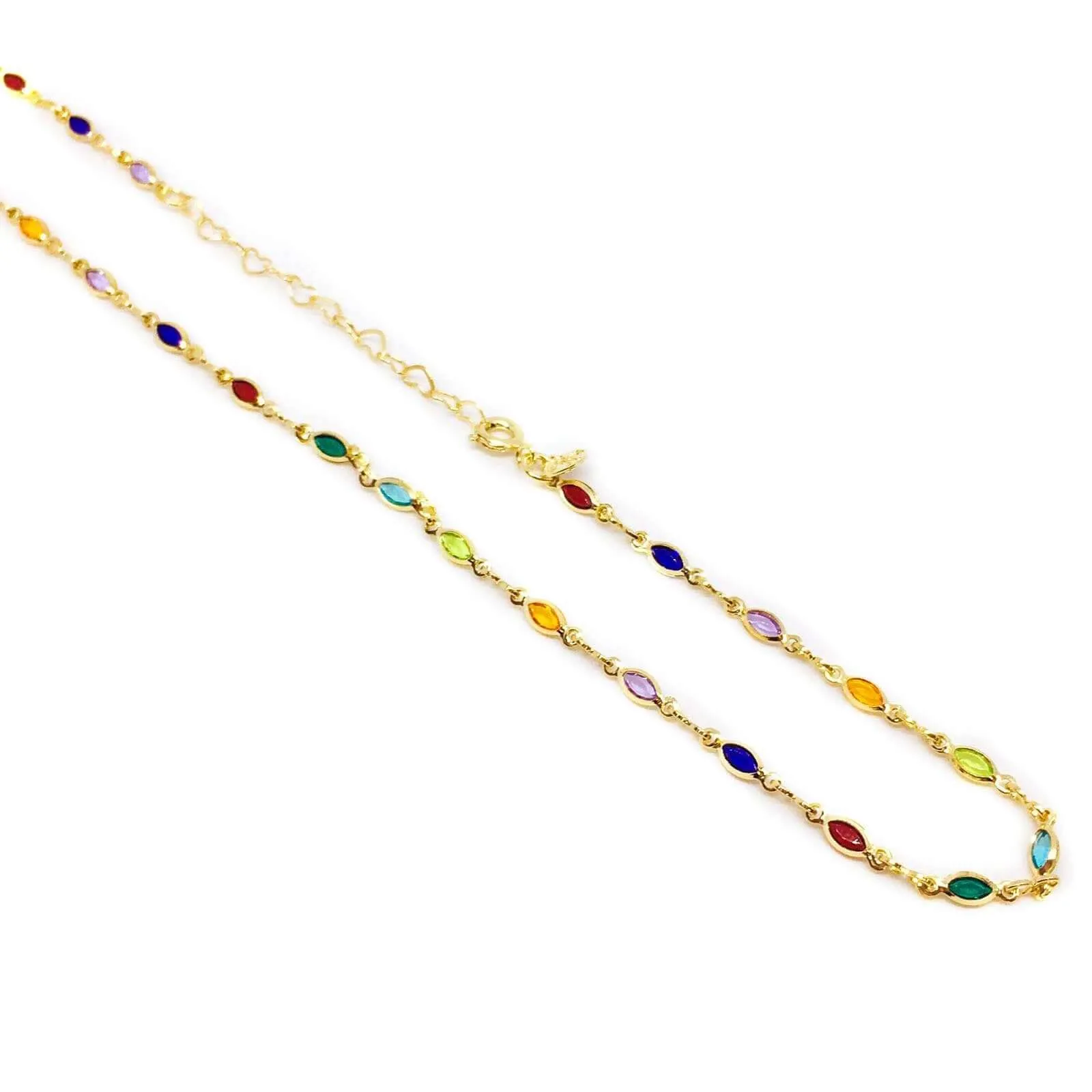 18k Gold Filled Multicolor Flower Pendant and Necklace