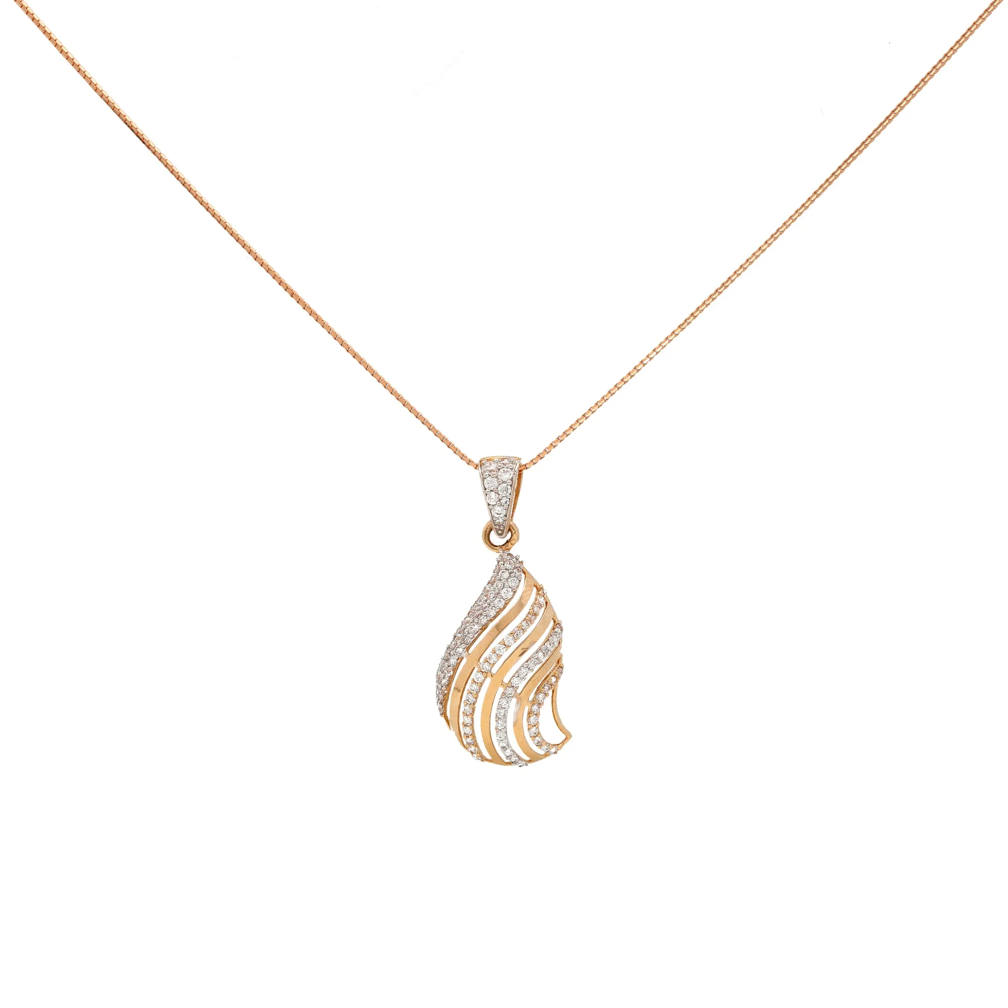 18K Rose Gold & CZ Pendant Set (8.5gm)