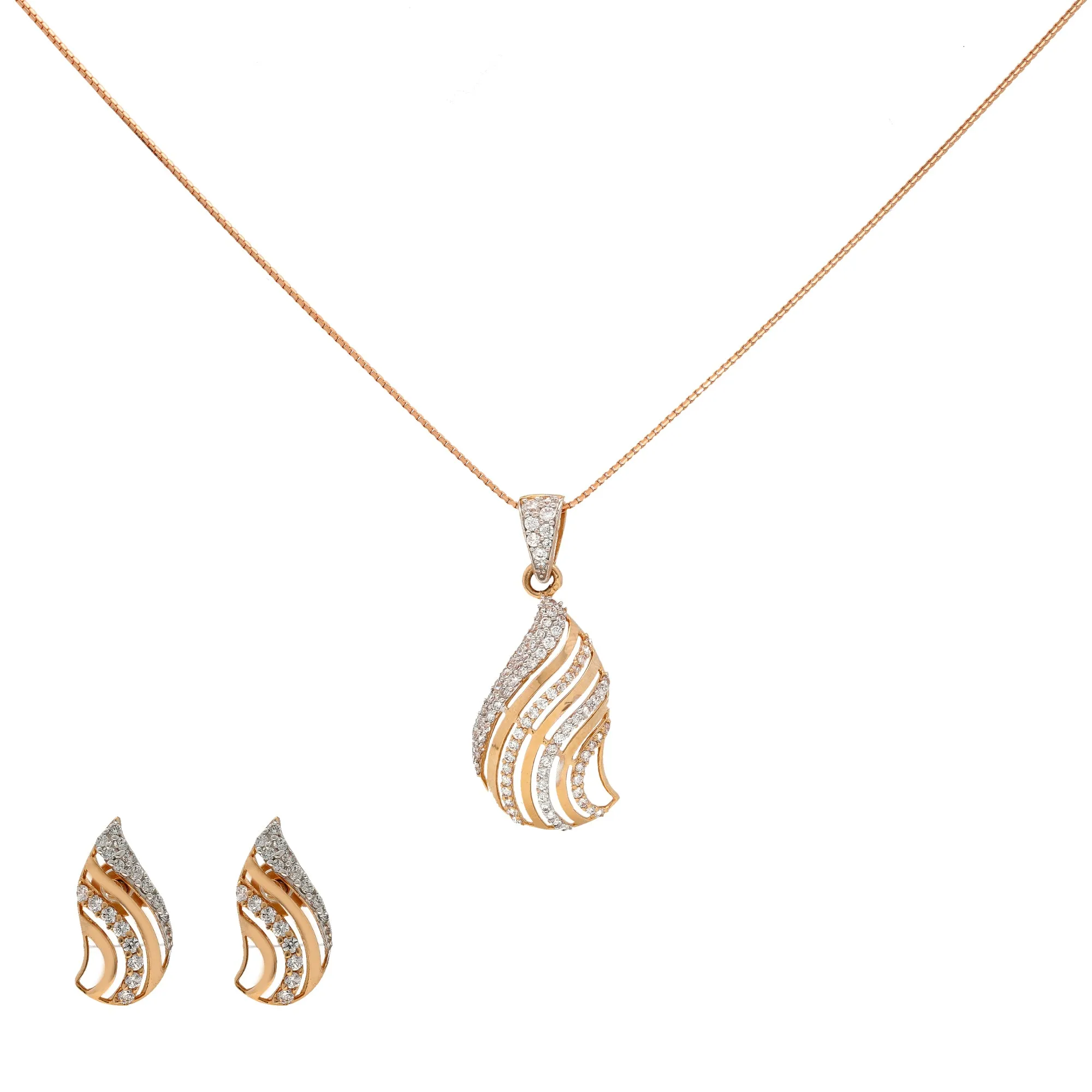 18K Rose Gold & CZ Pendant Set (8.5gm)