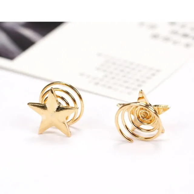 1PCS 2017 Latest Gold Stars Coil Spring Clips Hairpin Hair Jewelry for Woman Girl Head Accessories Wedding