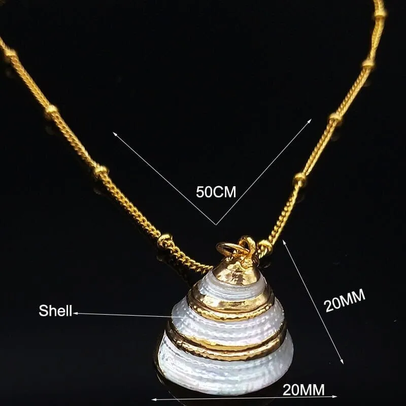 2022 Fashion Stainless Steel Shell Necklaces for Women Gold Color Necklaces & Pendants Jewelry colier femme N19079