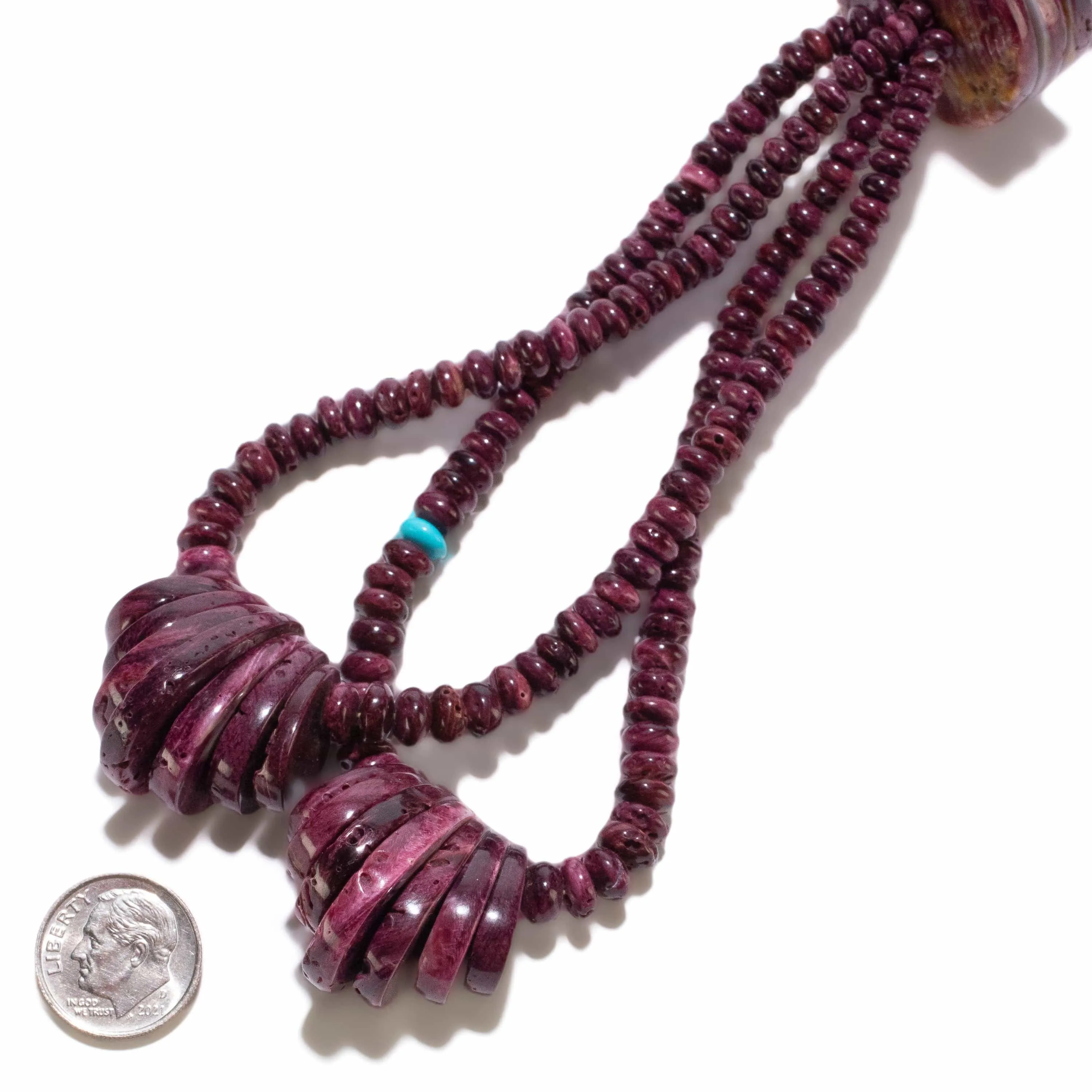 36 Purple Spiny Oyster Shell USA Native American Made Heishi Bead Necklace