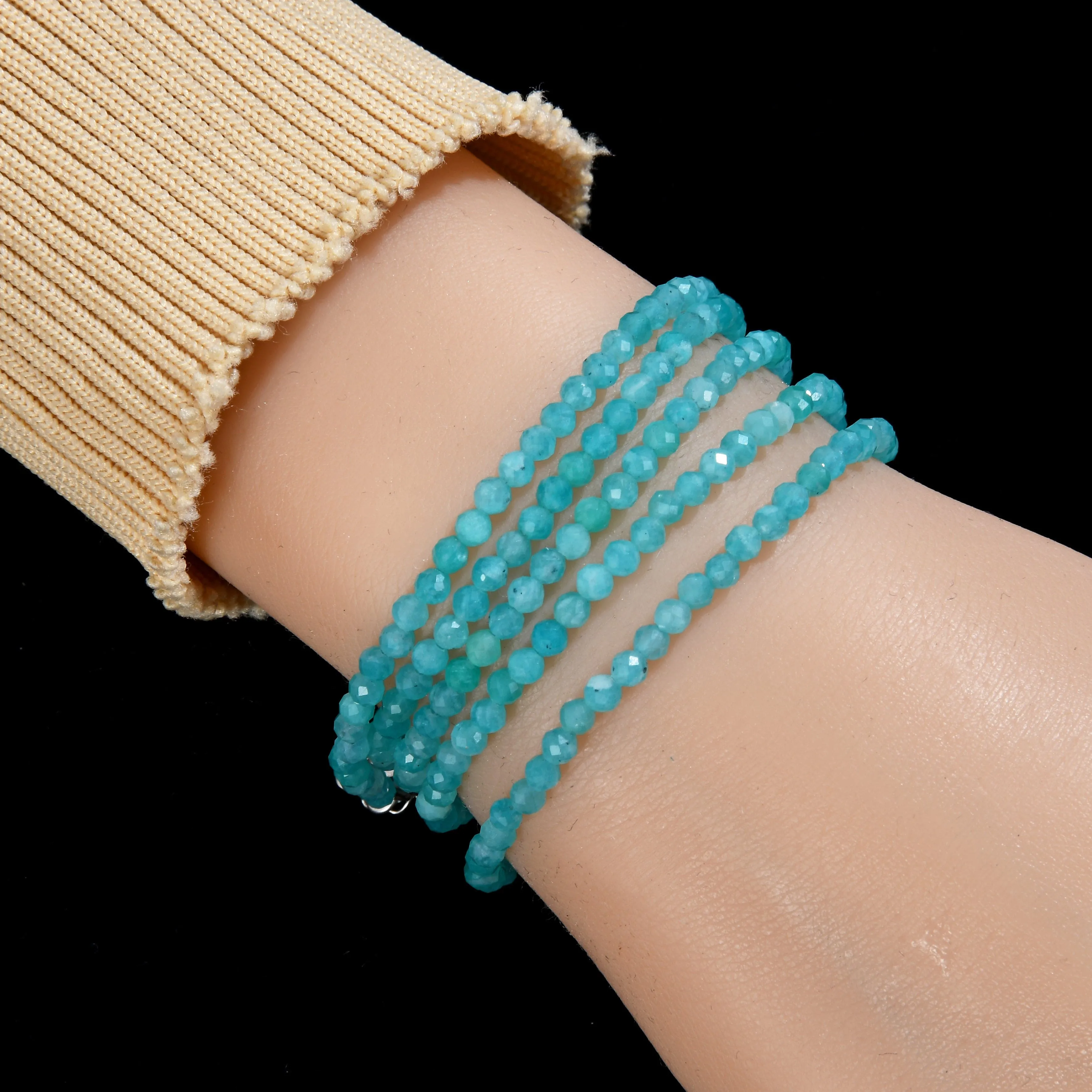 3mm Amazonite Faceted 31 Necklace / Multi Wrap Bracelet