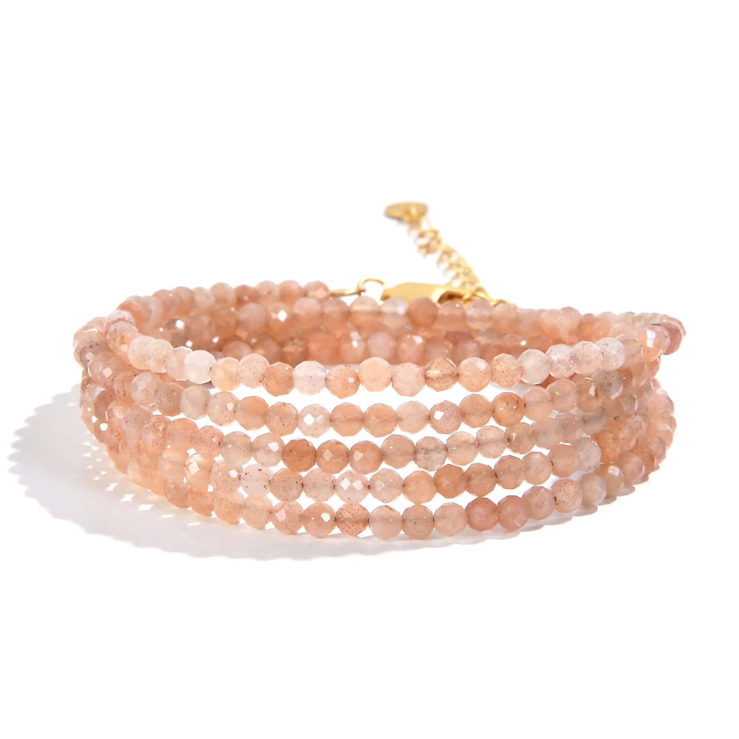 3mm Peach Moonstone Faceted 31 Necklace / Multi Wrap Bracelet