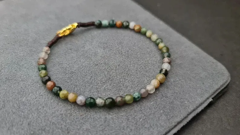 4 mm Faceted Jasper Single Chain Bracelet Anklet,Women Anklet,Beaded Bracelet,Wrap Bracelet