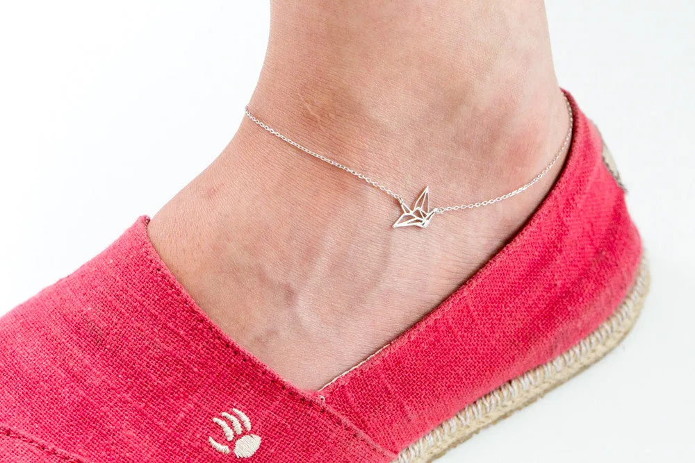 925 paper crane anklet-ap