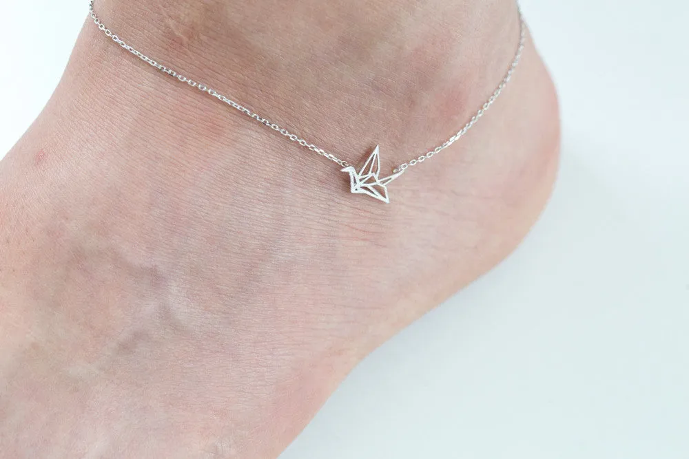 925 paper crane anklet-ap