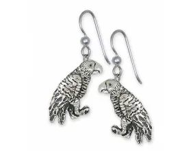 African Grey Earrings Jewelry Sterling Silver Handmade Parrot Earrings AFG1X-E