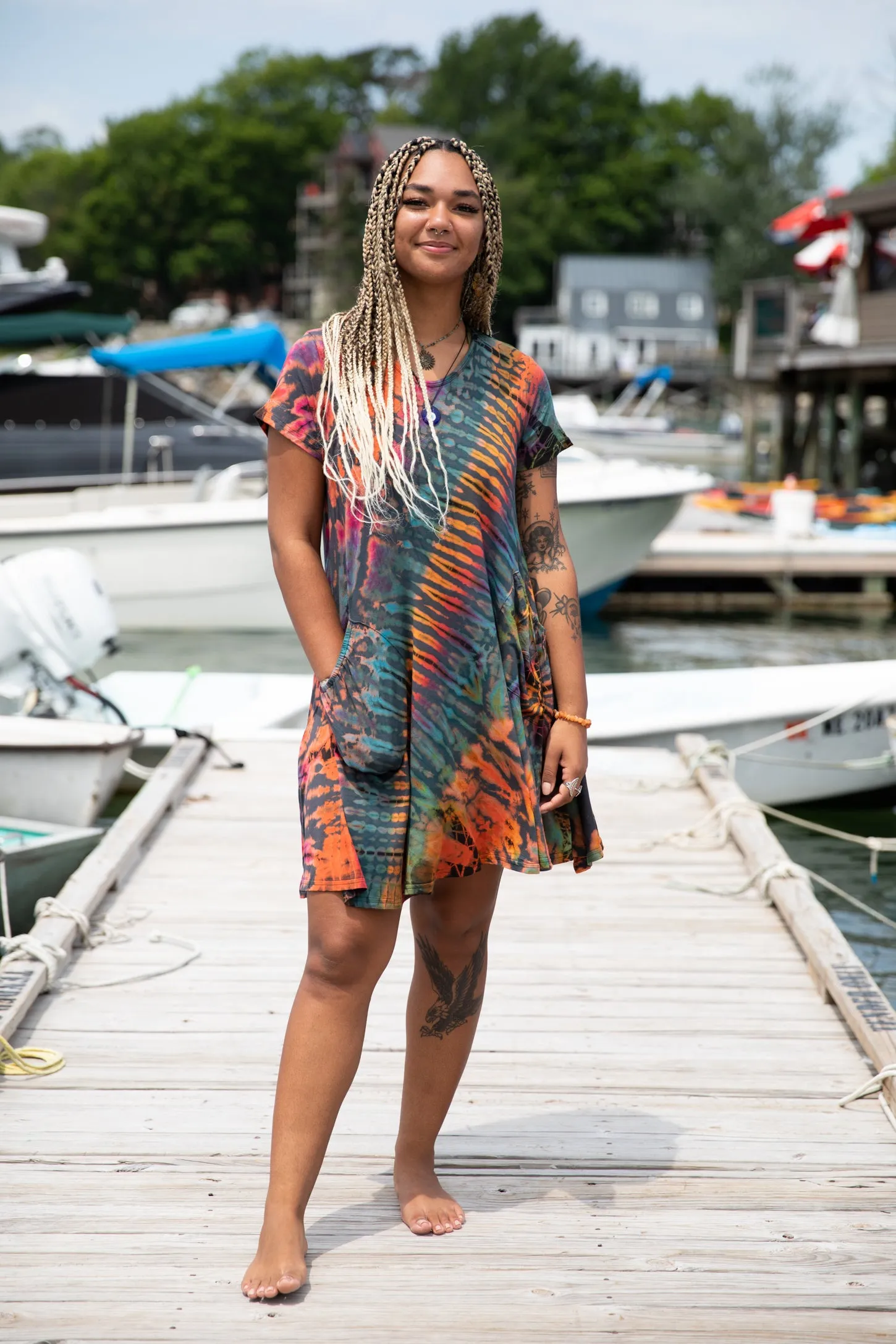 Althea Mudmee Tie Dye Short Sleeve Dress