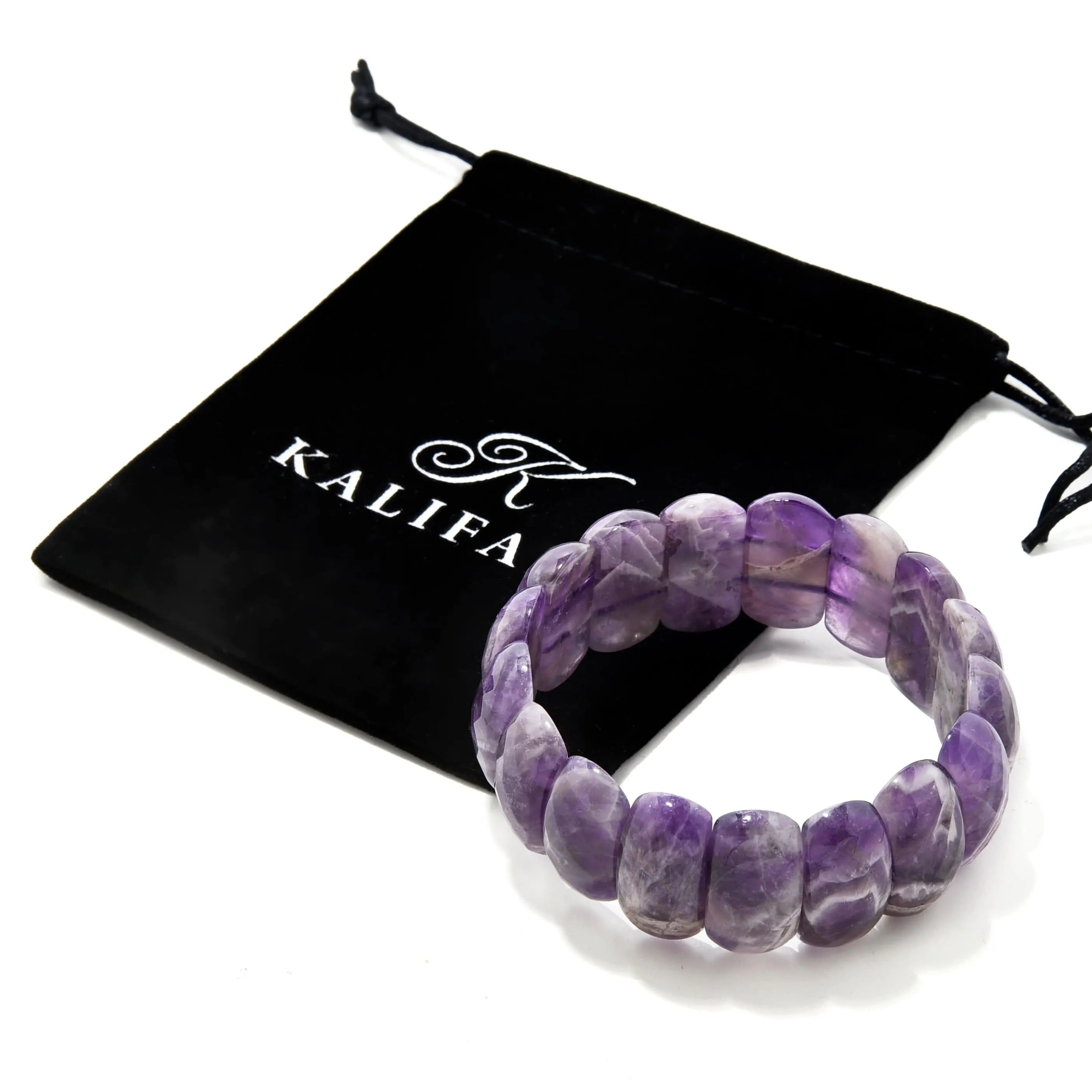 Amethyst Faceted Gemstone Bead Elastic Bracelet