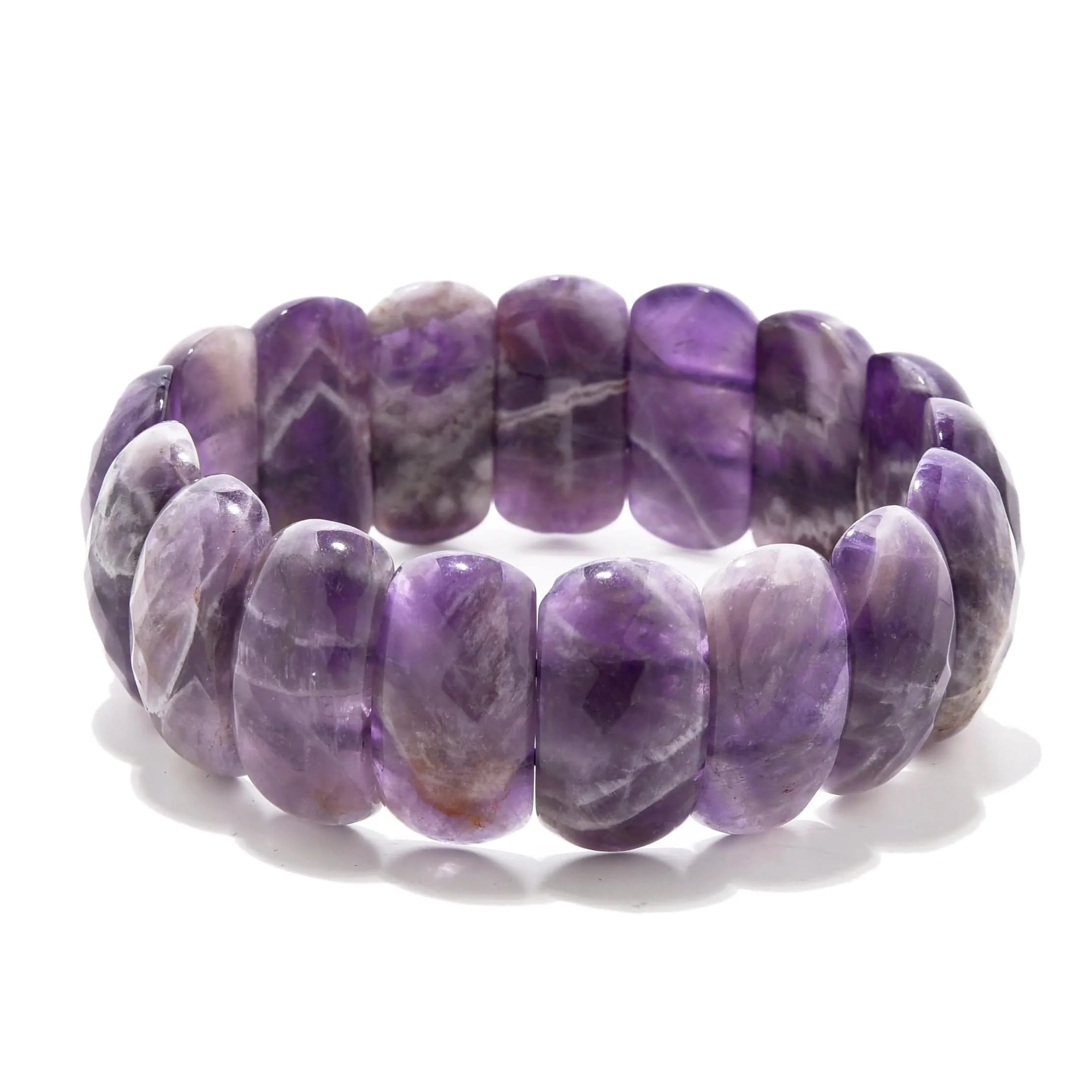 Amethyst Faceted Gemstone Bead Elastic Bracelet