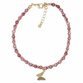 Anklet - Butterfly Purple Bead