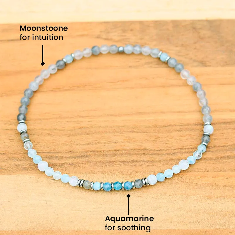 Aquamarine and Moonstone Delicate Anklet