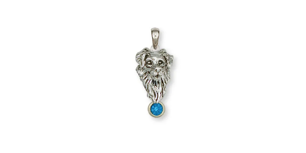 Australian Shepherd Pendant Jewelry Sterling Silver Handmade Dog Pendant D017H-SP