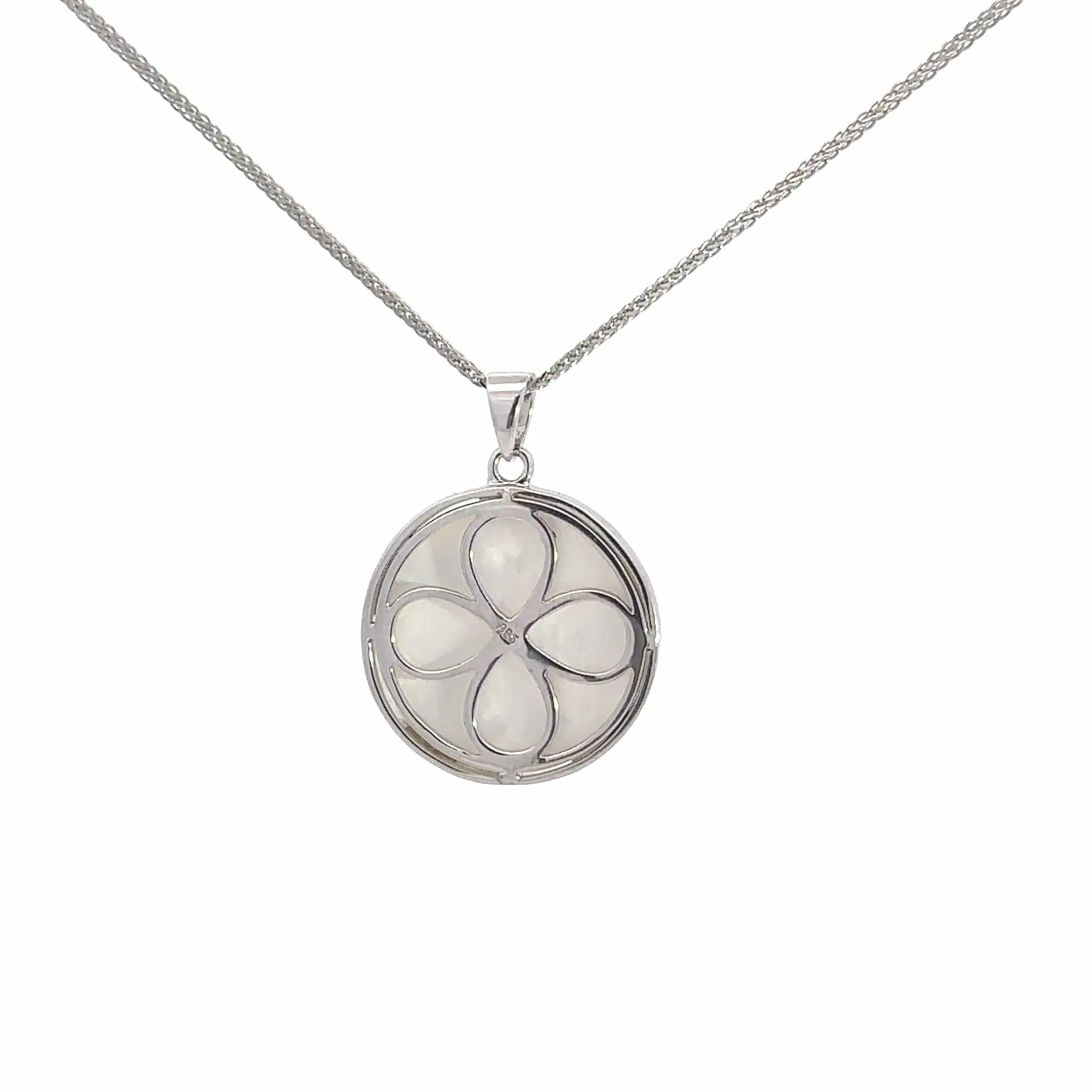 Baikalla Sterling Silver Lab-Made Opal Bauhinia Bezel Pendant Necklace