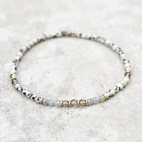 Balance and Good Luck Dalmatian Jasper and Labradorite Anklet