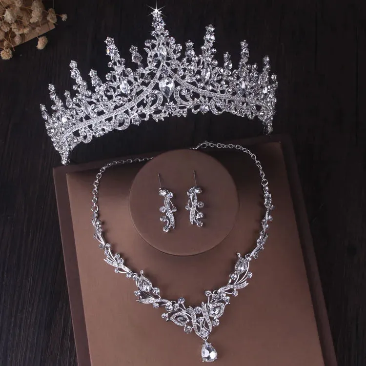 Baroque Crystal Bridal Jewelry Sets Tiaras Earrings Necklaces Costume Accessory Sets