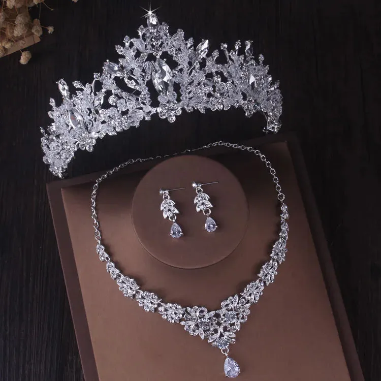 Baroque Crystal Bridal Jewelry Sets Tiaras Earrings Necklaces Costume Accessory Sets