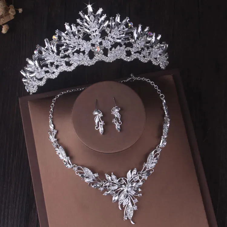 Baroque Crystal Bridal Jewelry Sets Tiaras Earrings Necklaces Costume Accessory Sets