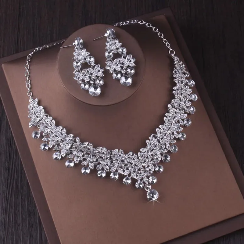 Baroque Crystal Bridal Jewelry Sets Tiaras Earrings Necklaces Costume Accessory Sets