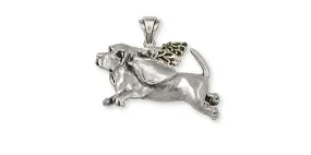 Basset Hound Angel Pendant Jewelry Sterling Silver Handmade Dog Pendant BH1A-AP