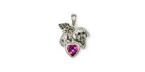 Bichon Frise Angel Pendant Jewelry Sterling Silver Handmade Dog Pendant BF11-ASP