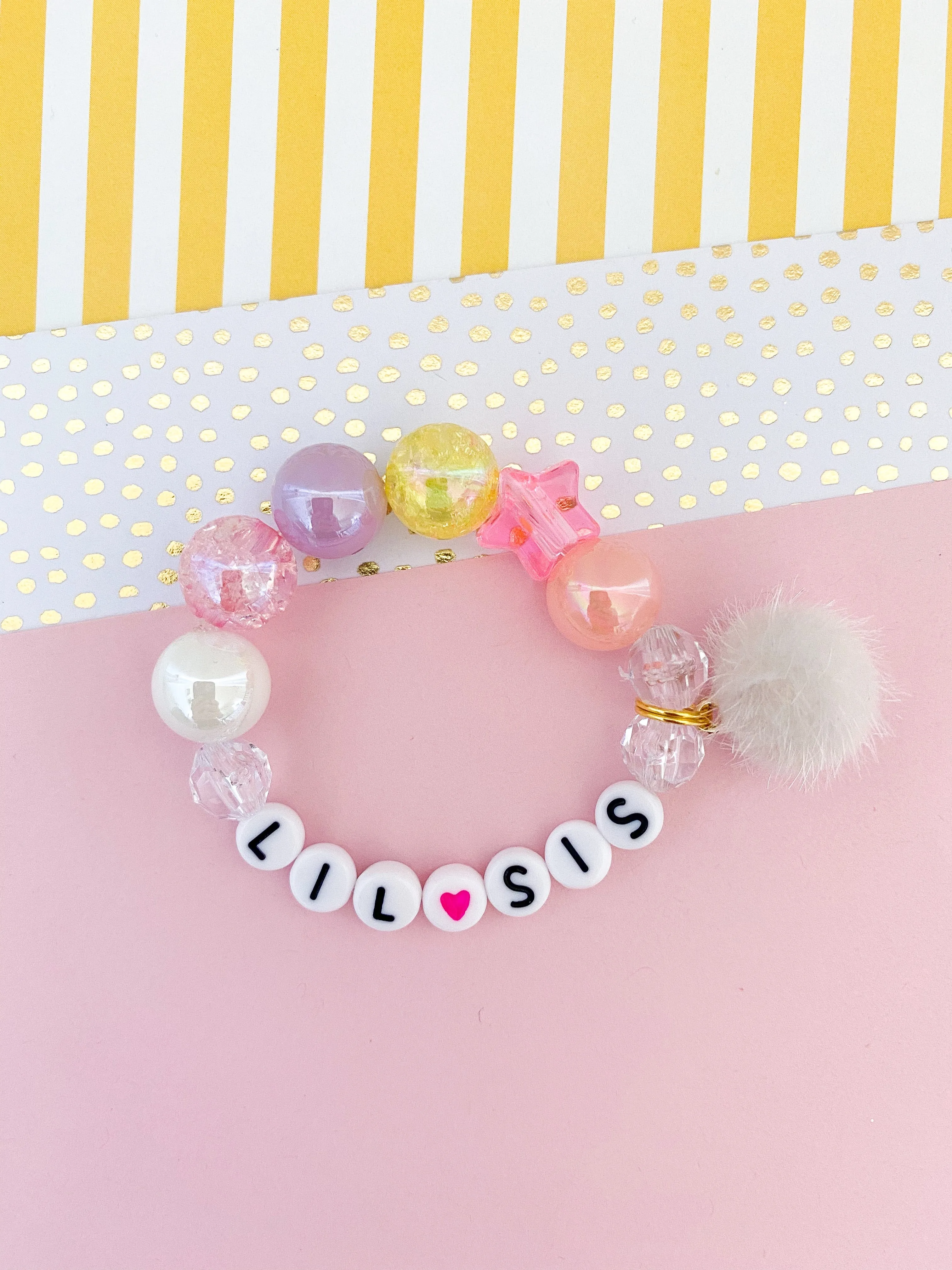 Big Sis AND Lil Sis Pom Pom Charm Bracelet - Set of 2