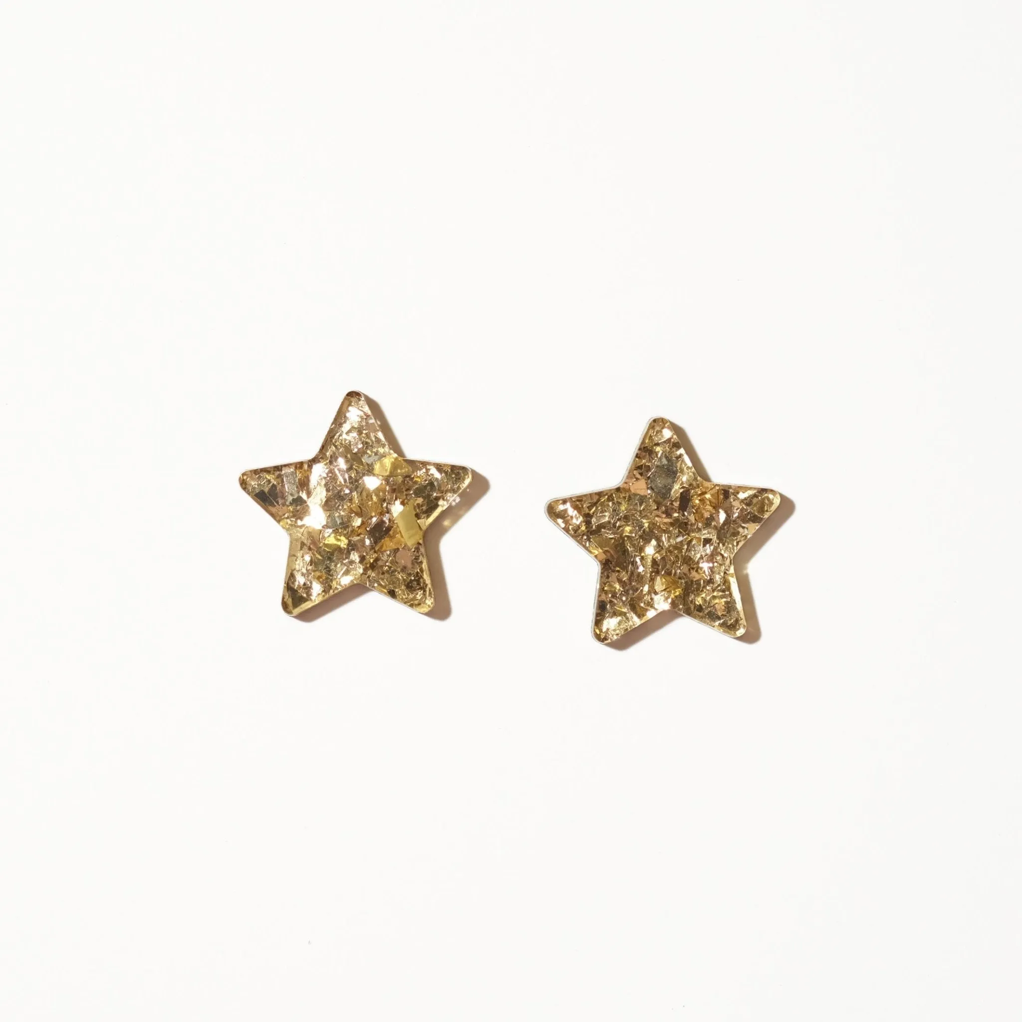 Big Star Stud Earrings - Champagne Gold Glitter