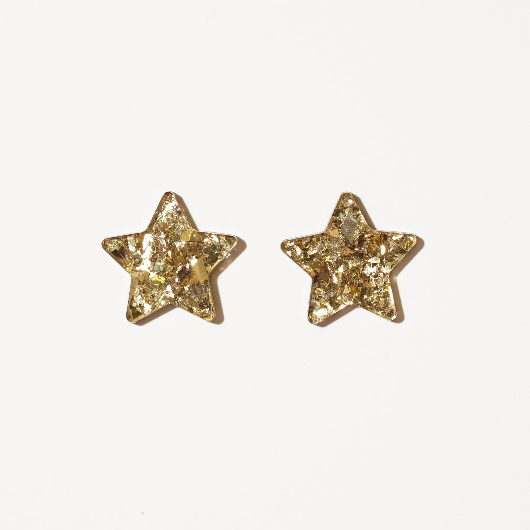 Big Star Stud Earrings - Champagne Gold Glitter