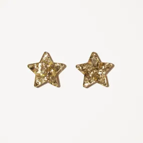 Big Star Stud Earrings - Champagne Gold Glitter