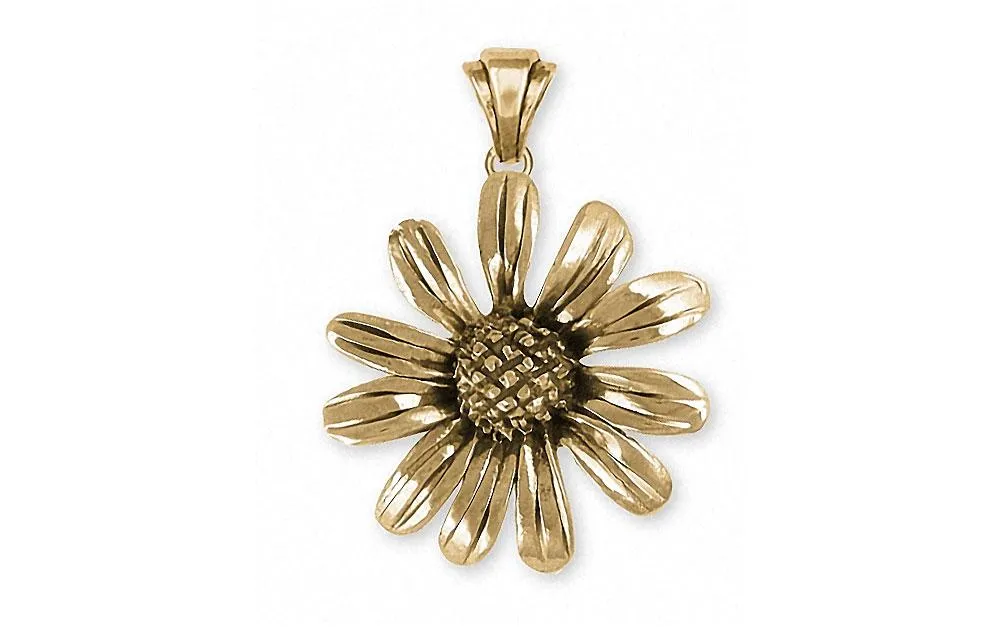 Black Eye Susan Pendant Jewelry 14k Gold Handmade Flower Pendant BES2-PG