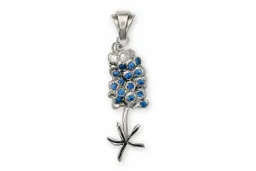 Bluebonnet Pendant Jewelry Sterling Silver Handmade Texas Wildflower Pendant BB5-P