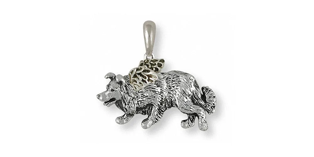 Border Collie Angel Pendant Jewelry Sterling Silver Handmade Dog Pendant BD25S-AP