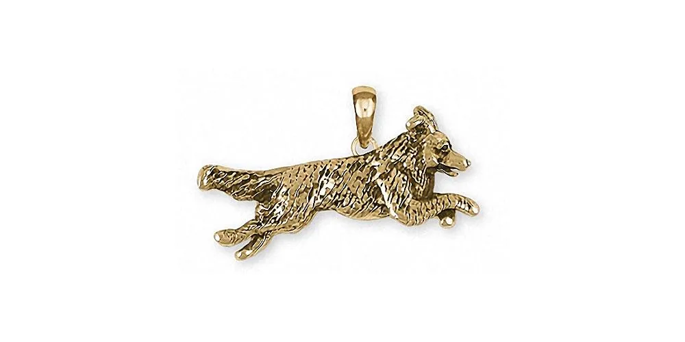 Border Collie Pendant Jewelry 14k Gold Handmade Dog Pendant BDC41X-PG