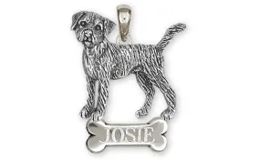 Border Terrier Jewelry Sterling Silver Handmade Border Terrier Pendant  BDT1-NP