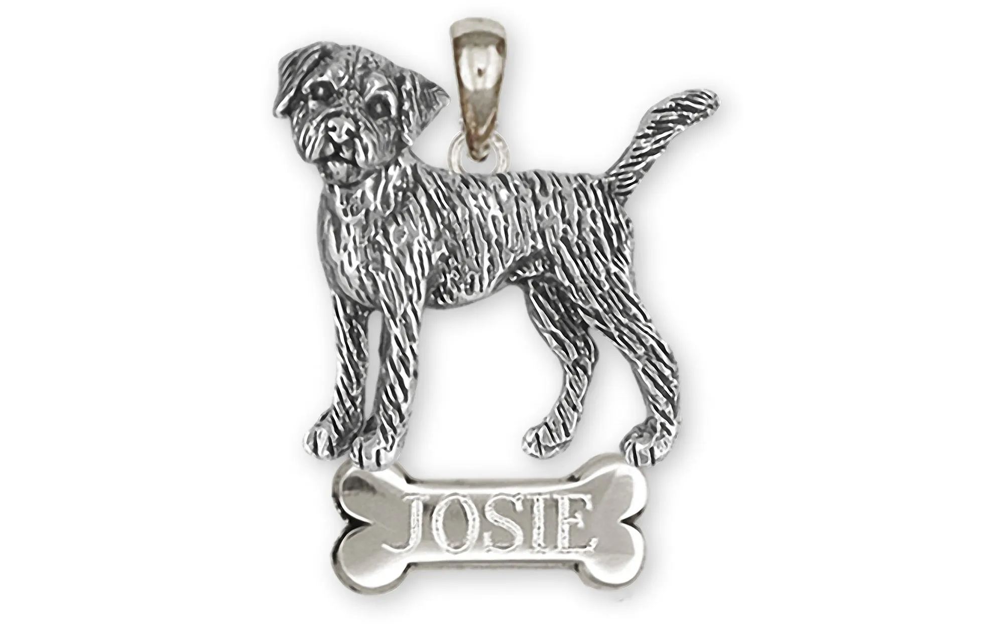 Border Terrier Jewelry Sterling Silver Handmade Border Terrier Pendant  BDT1-NP