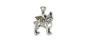 Boston Terrier Angel Pendant Jewelry Sterling Silver Handmade Dog Pendant BT18-AP