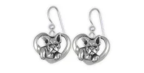 Boston Terrier Earrings Jewelry Sterling Silver Handmade Dog Earrings BT20-E