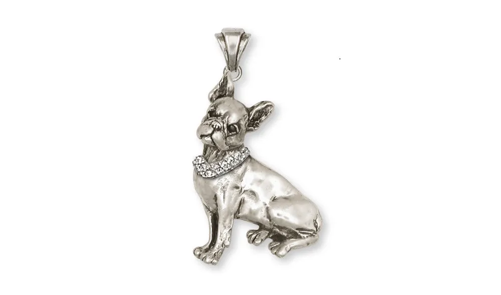 Boston Terrier Pendant Jewelry Sterling Silver Handmade Dog Pendant BT11-SP