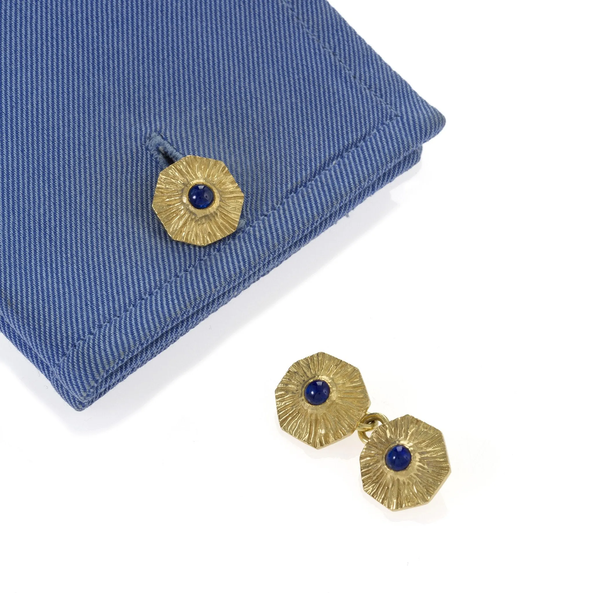 Boucheron Paris Sapphire and Gold Cuff Links