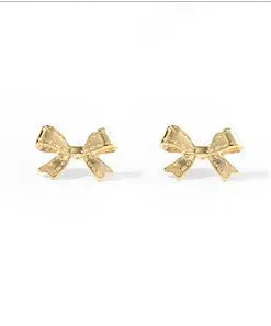 Bow Stud Earrings - Gold